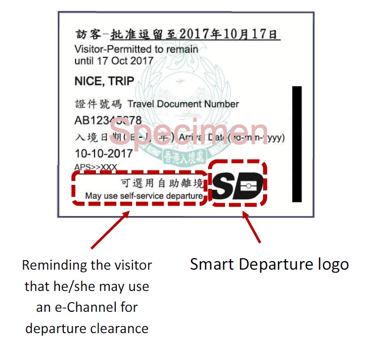 Landing slip bearing the Smart Departure logo