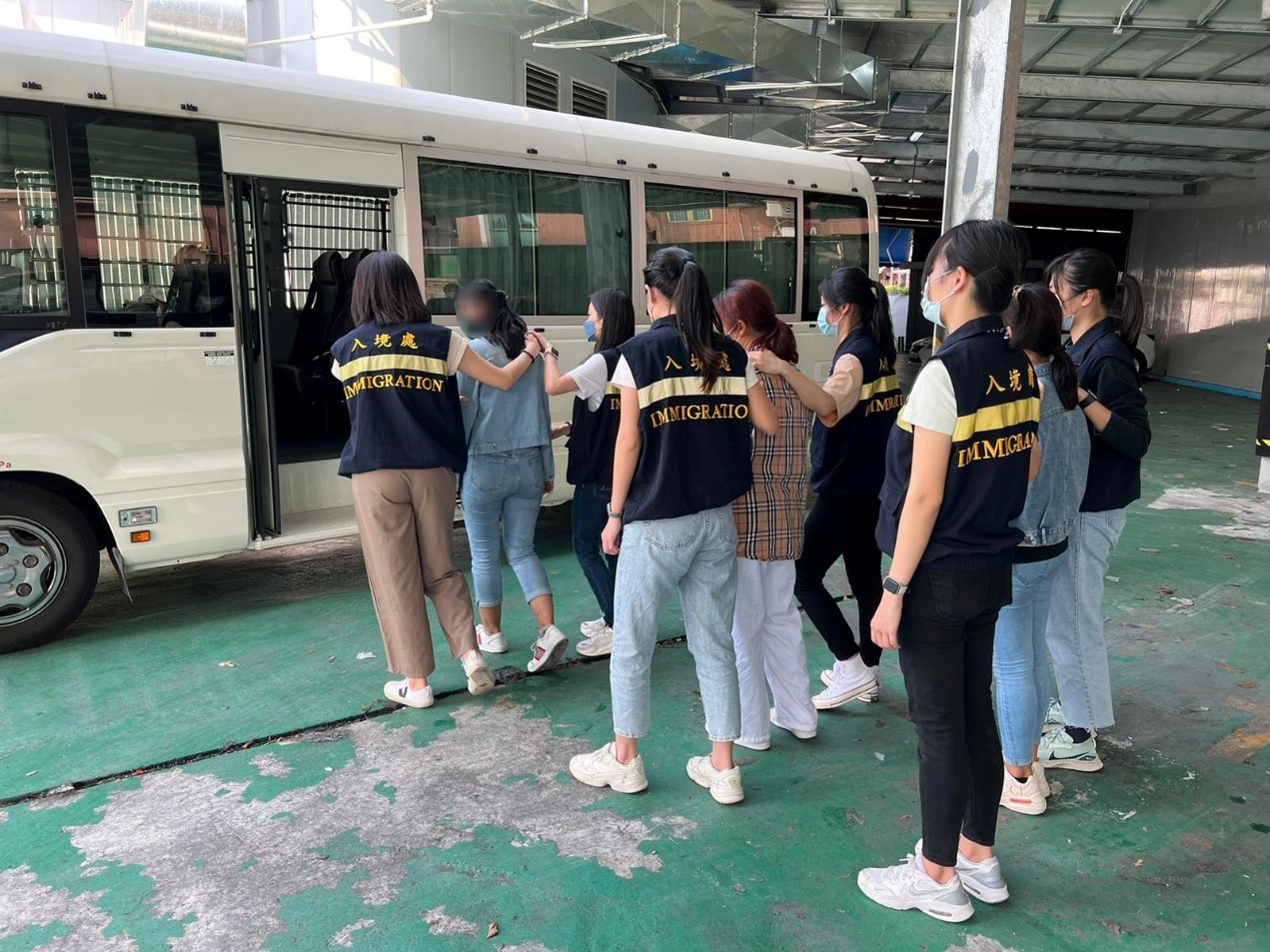 Photo shows suspected illegal workers arrested during the operations.