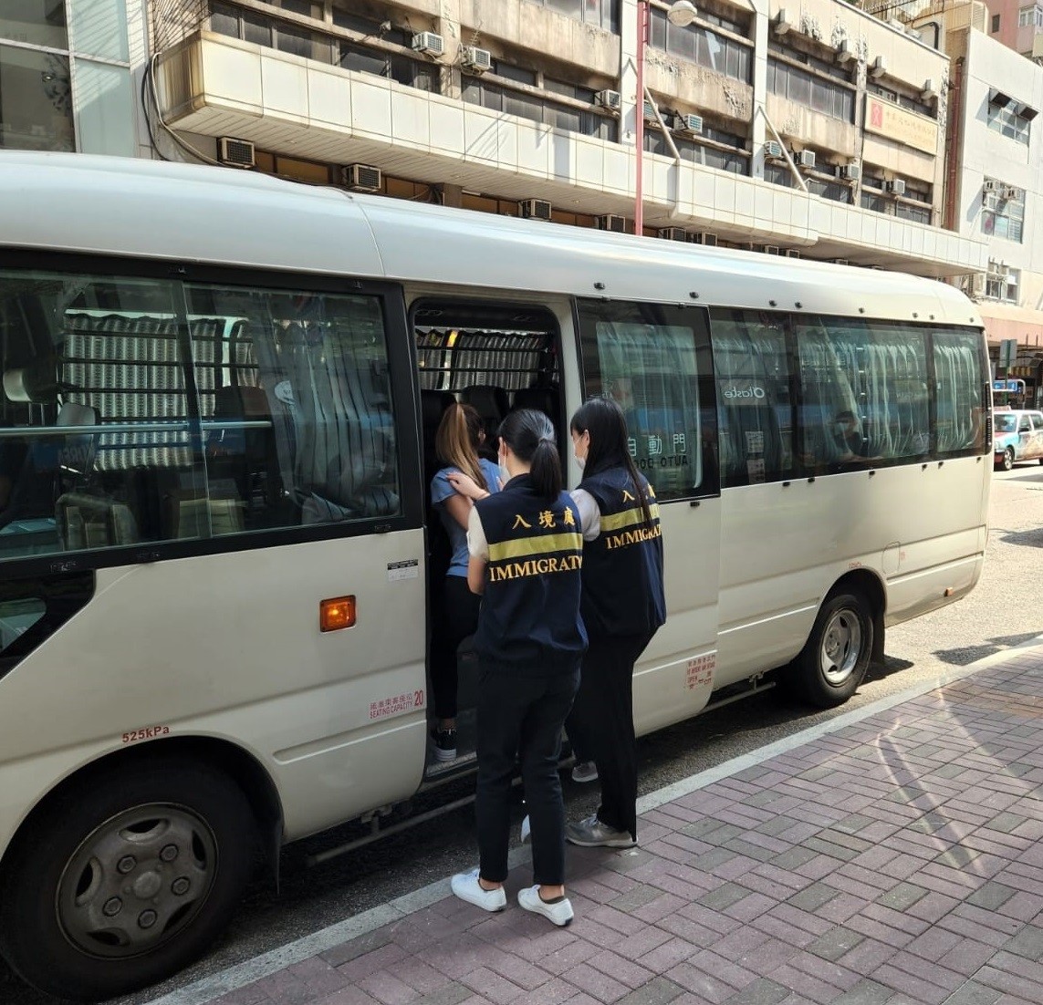 Photo shows suspected illegal workers arrested during the operations.