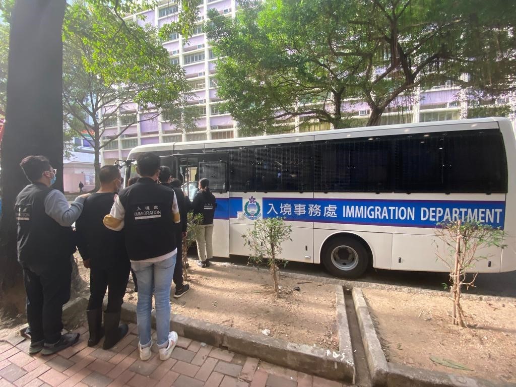 Photo shows some of the suspected illegal workers arrested during an operation.