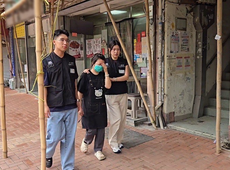 Photo shows a suspected illegal worker arrested during an operation