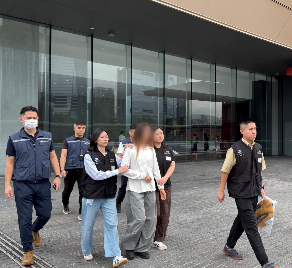 Photo shows a suspected illegal worker arrested during the operation