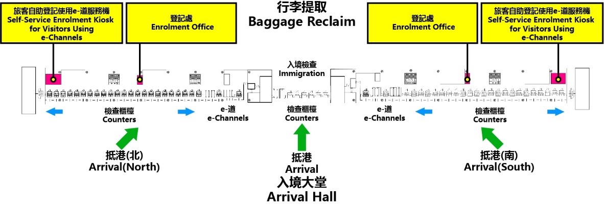 機場客運大樓的登記處及自助登記服務機 機場客運大樓的登記處及自助登記服務機