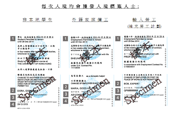 入境標籤正面